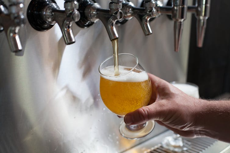 A beer being poured.