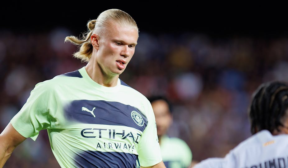 L'attaquant norvégien de Manchester City, Erling Haaland, pendant un match 