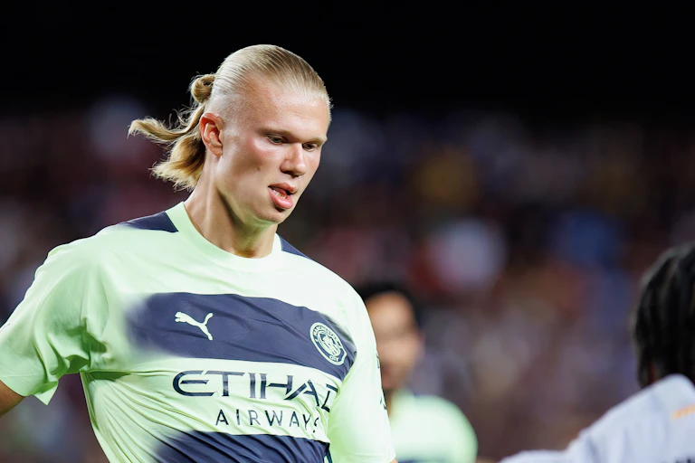 L'attaquant norvégien de Manchester City, Erling Haaland, pendant un match