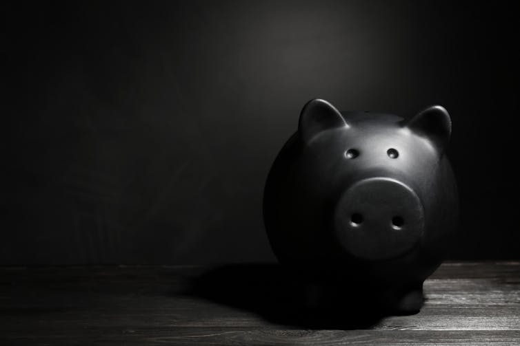 A very black looking piggy bank