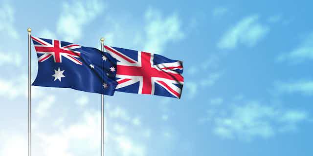 Australian and British flags