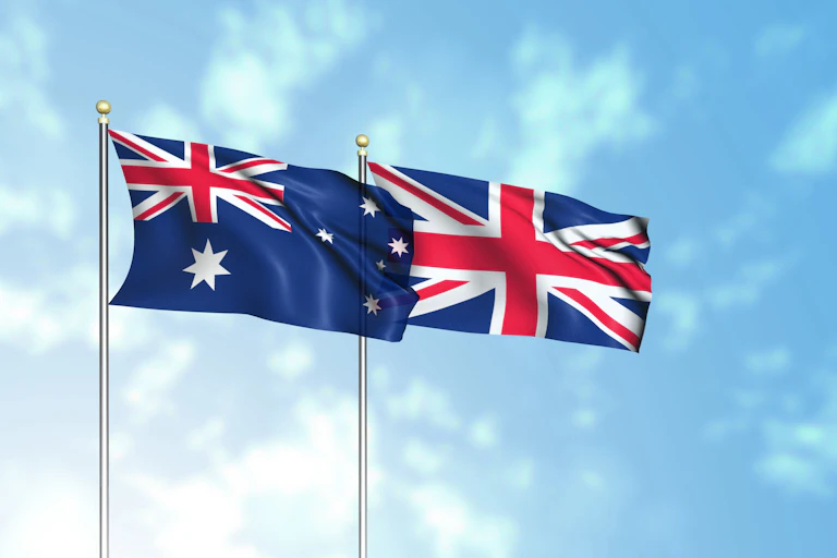 Australian and British flags