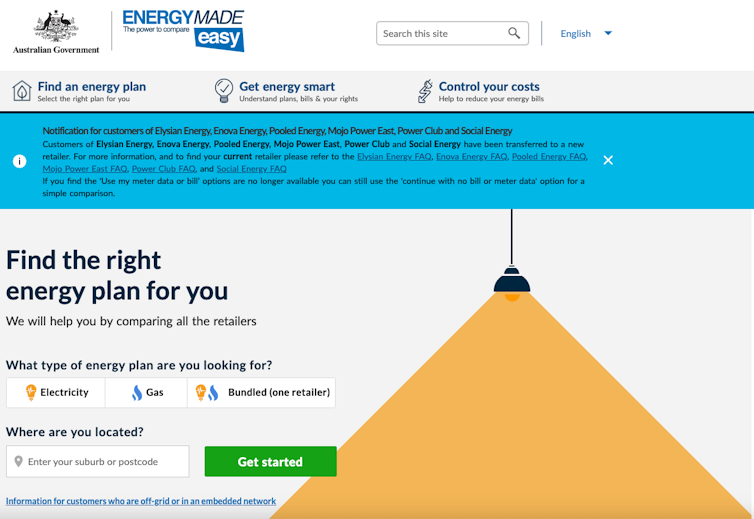 Screenshot of Energy Made Easy energy deal comparison site