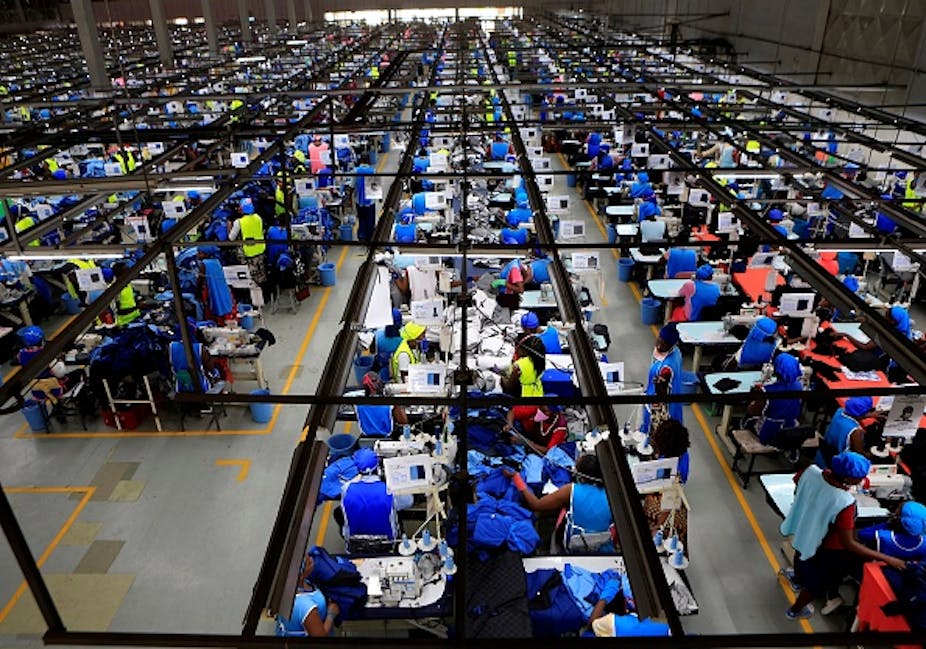 Photo of factory workers  at the New Wide Garments factory,  Nairobi,