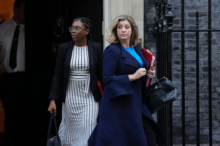 Kemi Badenoch and Penny Mordaunt leaving 10 Downing Street.