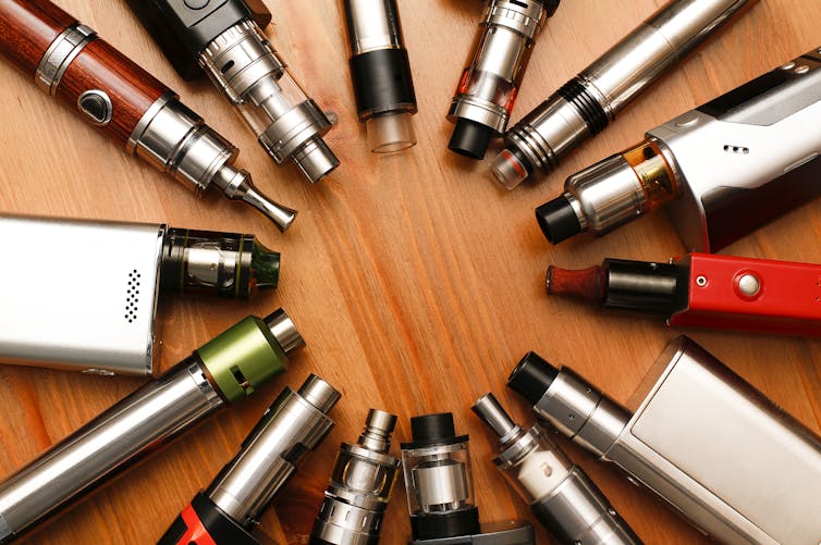 A collection of e-cigarettes.