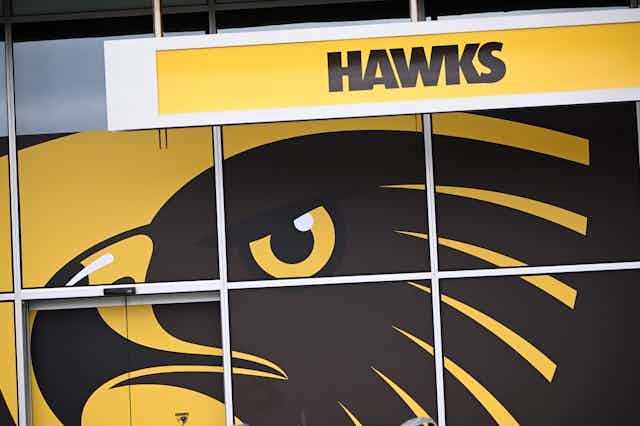 Hawthorn FC signage at the club's headquarters in Melbourne