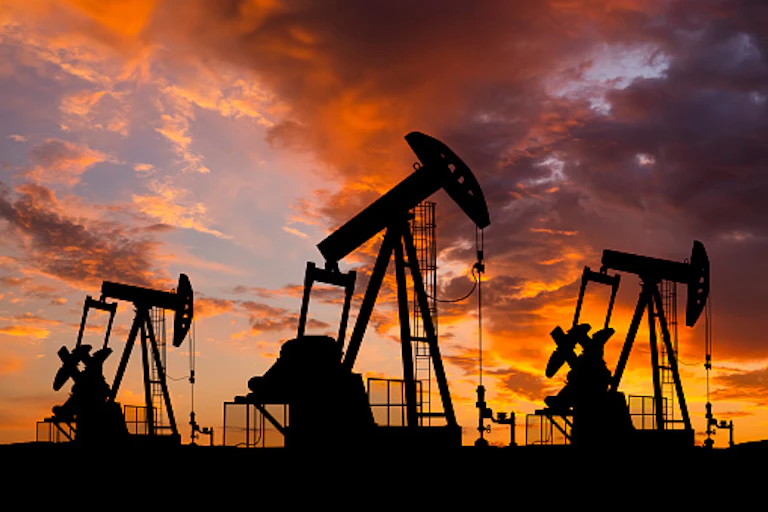 Stork photo of oil rigs