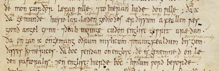 Manuscript text in Old English