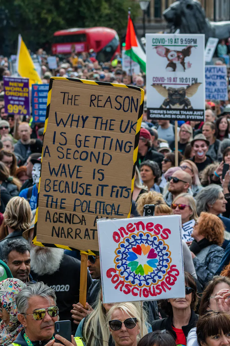 Protestors with placards.