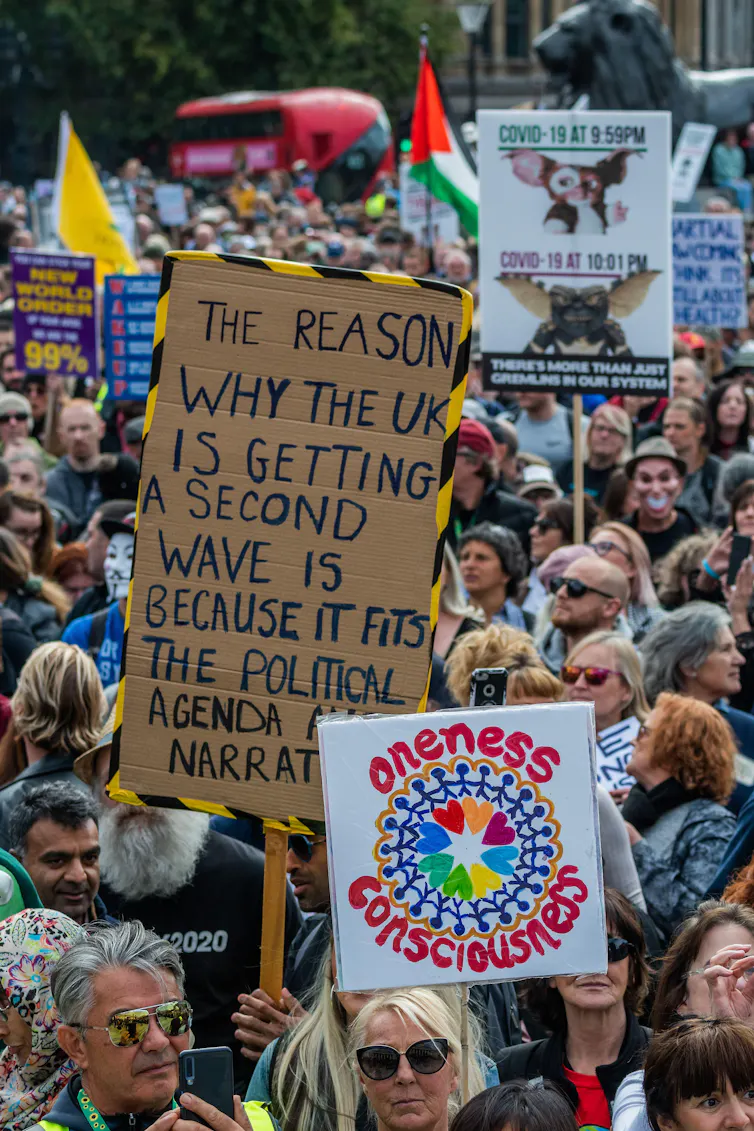 Protestors with placards.