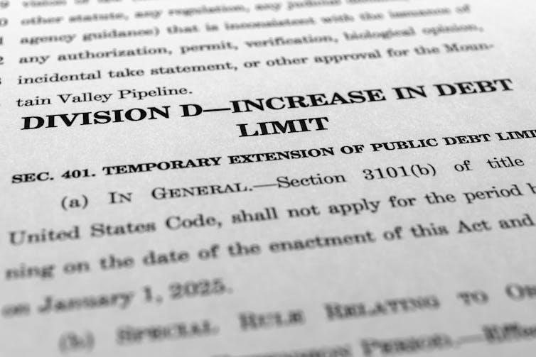 A section of a bill draft titled 'Division D— Increase in Debt Limit.'
