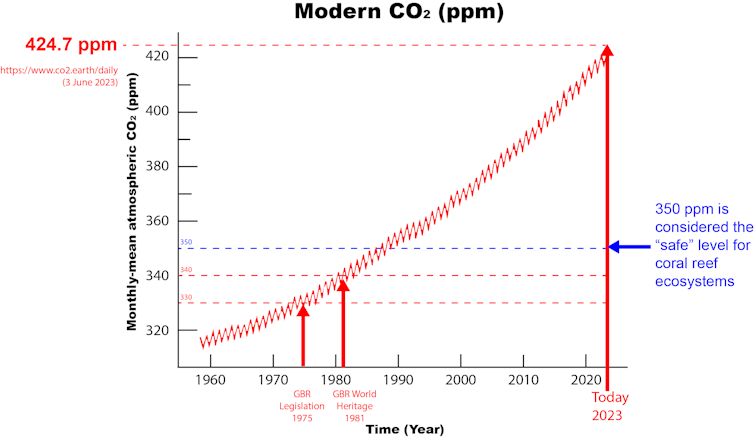 graph showing increase in atmospheric CO₂ concentration