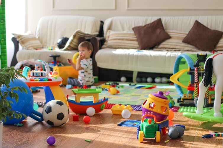 Loungeroom filled with messy toys