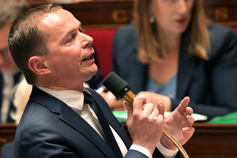 Le ministre du travail Olivier Dussopt lors d’un débat à l’Assemblée nationale le 30 mai 2023