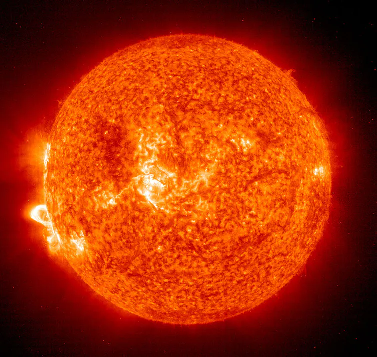 A close up image of the Sun in outer space