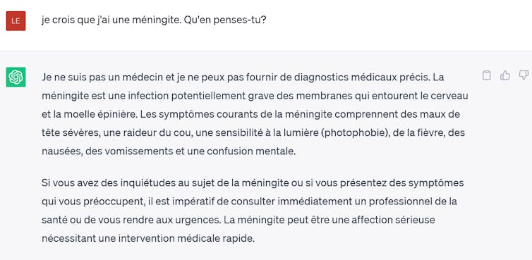 ChatGPT reste très prudent, la méningite « potentiellement grave », etc