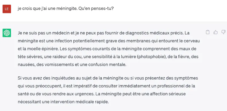 ChatGPT reste très prudent, la méningite « potentiellement grave », etc