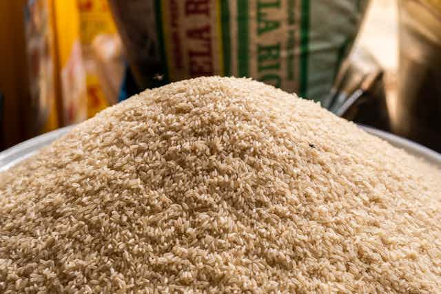 A general view of grains of rice at a shop in a market at Lagos