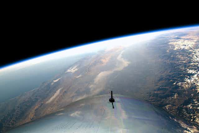view of Earth from a spaceship in orbit