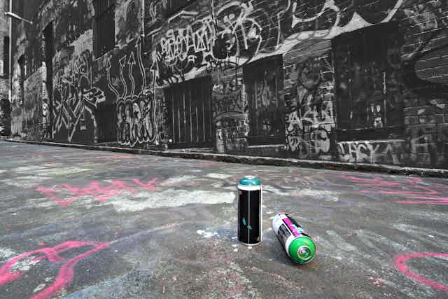 spray cans and tags