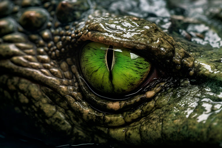 Close up of crocodile eye