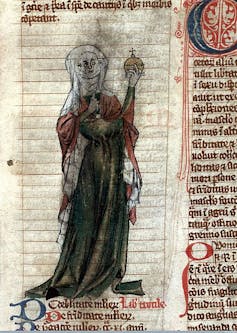 A figure of a woman is painted in a manuscript on women's medicine