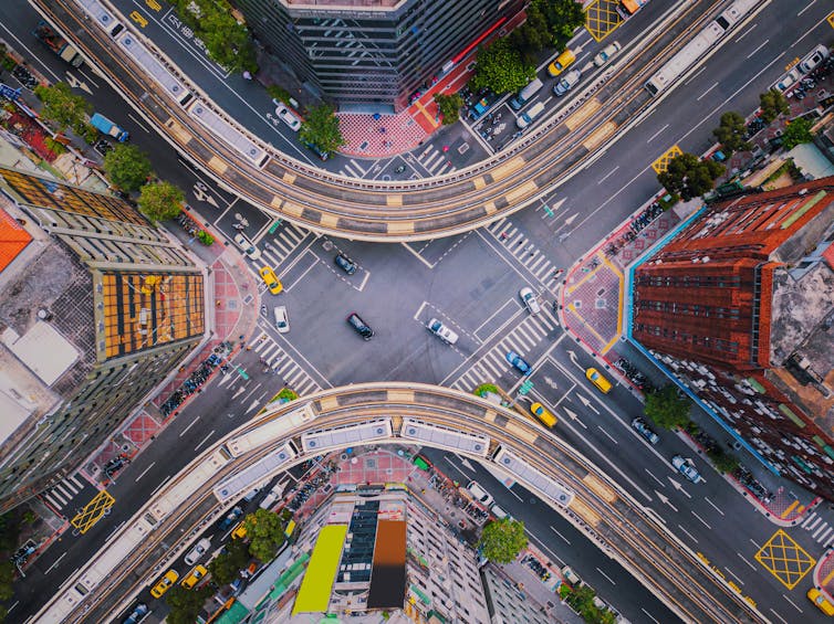 Aerial view of Taipei financial district.