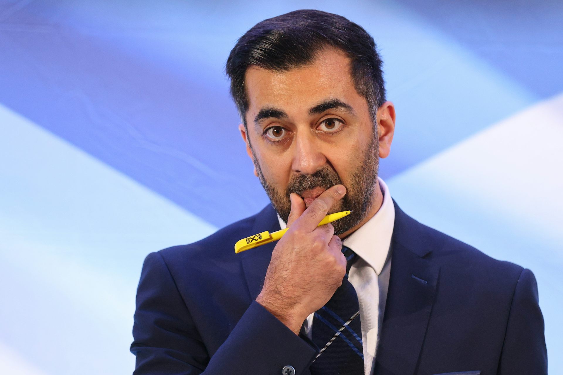 Humza Yousaf looking concerned.