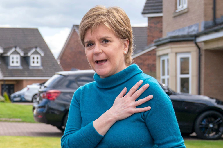 Nicola Sturgeon outside her home