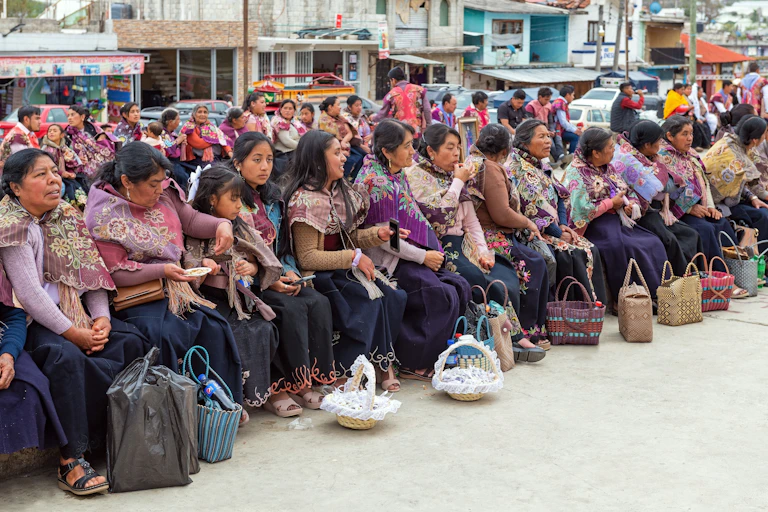Women and children in traditional dress.