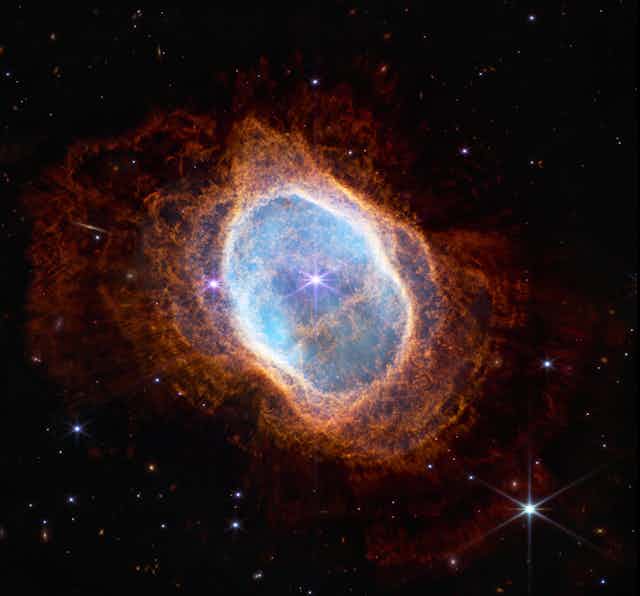 A photo of a nebula in space.