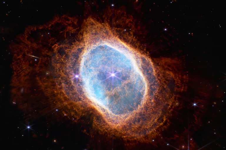 A photo of a nebula in space.