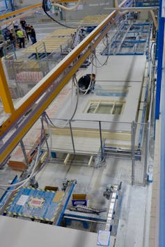 A production line in a factory producing modular housing