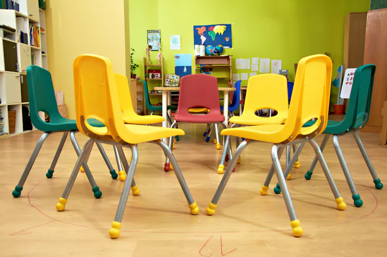 Chaises à taille d’enfants disposées en cercle