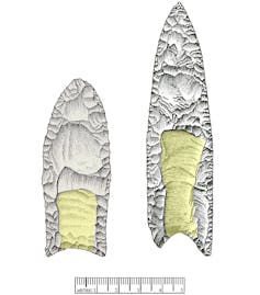 line drawing of two stone points