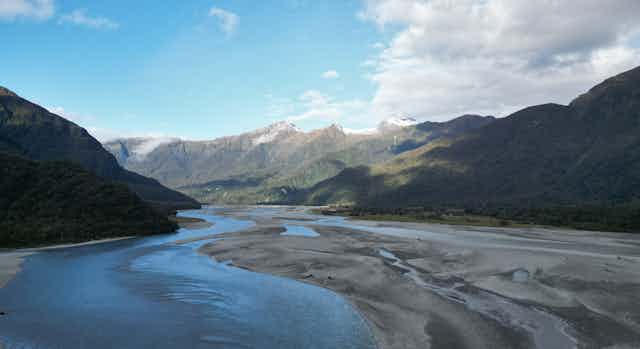 A view down the Haast River, in Westland.