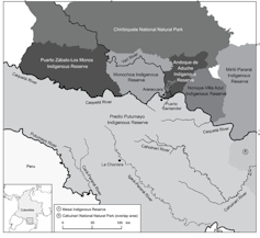 Map of the Middle Caqueta region of Colombia.