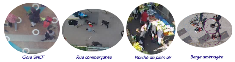 Exemples indiqués : gare, rue passante, marché en plein air, berges