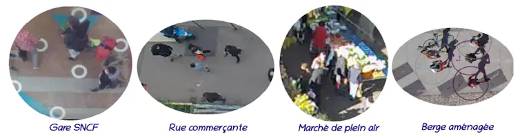 Exemples indiqués : gare, rue passante, marché en plein air, berges