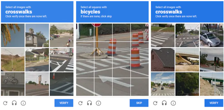 Exemples de reCAPTCHA