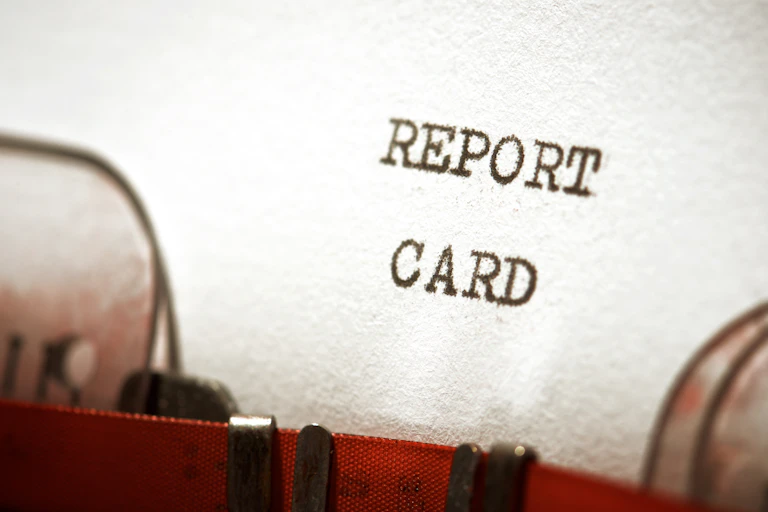 A 'Report Card' in an typewriter