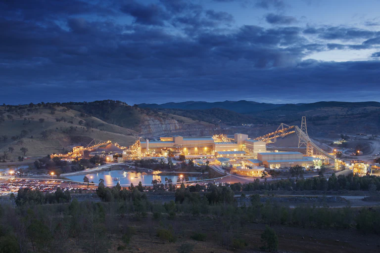 The Cadia mine lit up at night