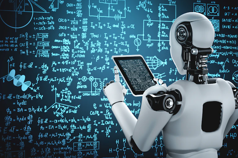 Humanoide intentando resolver ecuaciones