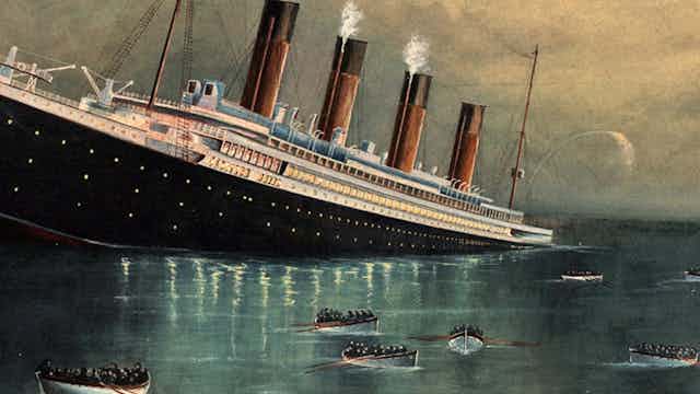 Peinture du Titanic lors de son naufrage