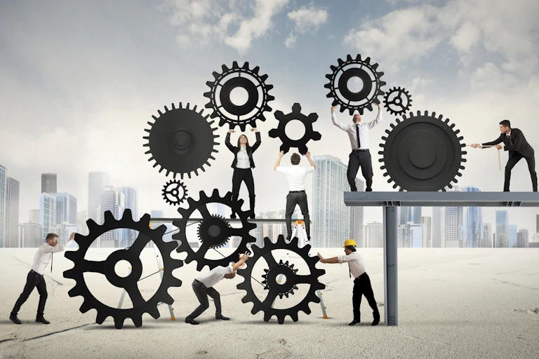 Des rouages qui représentent le travail d'équipe