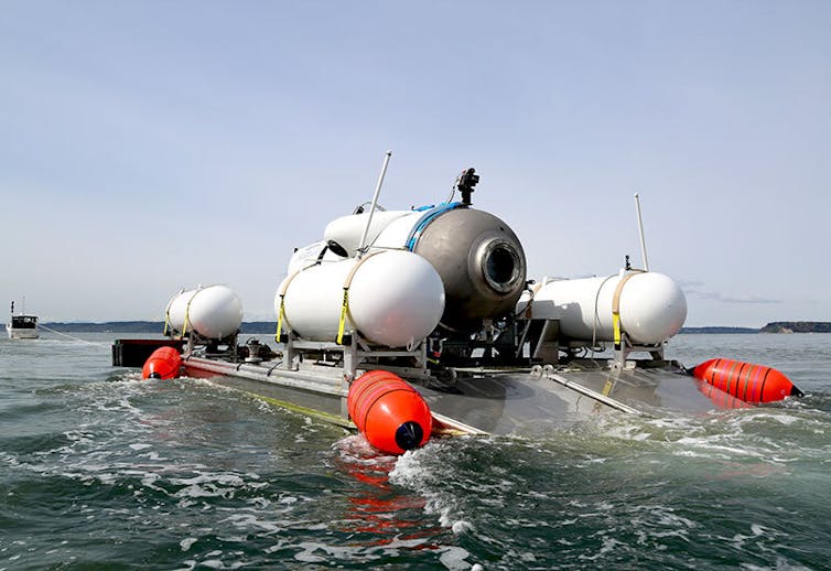 A submersible on the surface of the water.