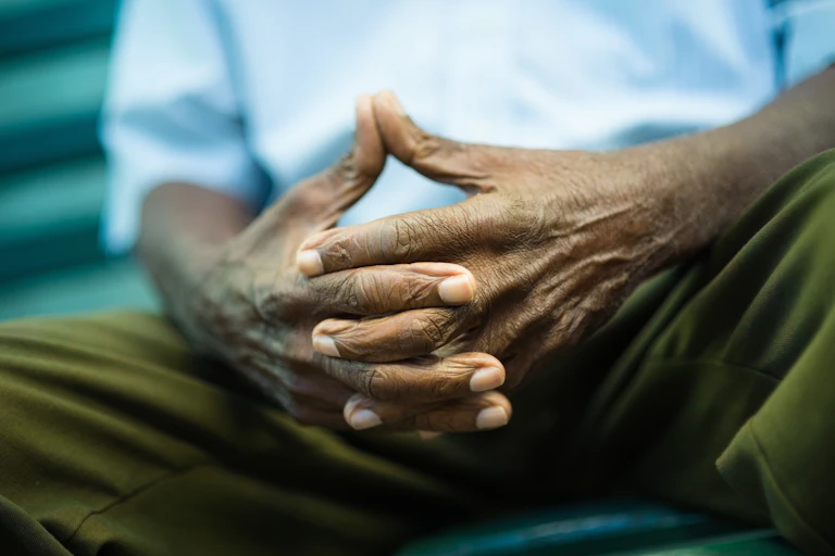 Close up of old man's hands