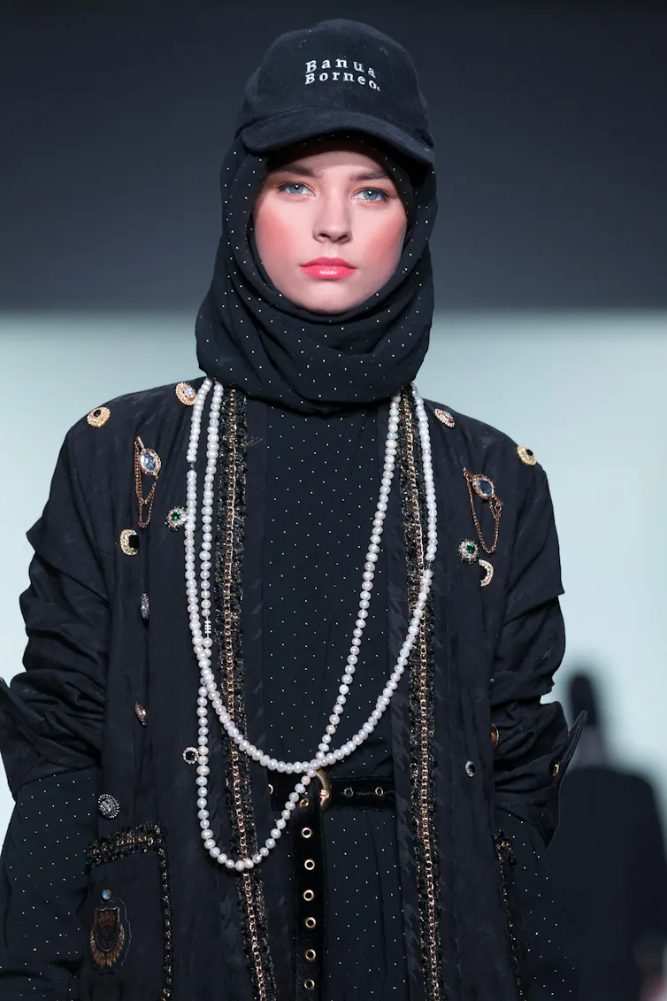 A fashion model on the catwalk.