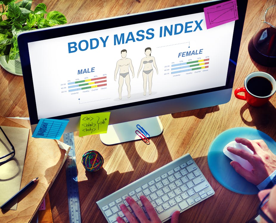 A picture of the body mass index on a computer screen.